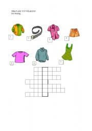 English Worksheet: clothes - crossword