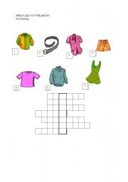 English worksheet: clothes - crossword