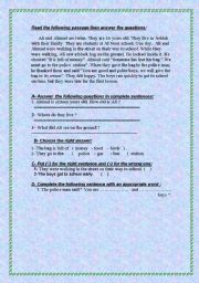 English Worksheet: Reading -  The twins