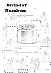 English Worksheet: Bithday numbers