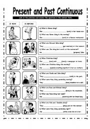 English Worksheet: PRESENT CONTINUOUS AND PAST CONTINUOUS!