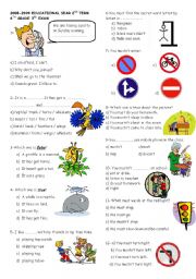 English Worksheet: exam for 6th grades