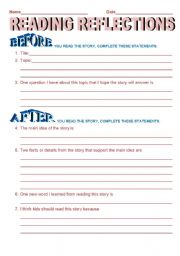 English worksheet: reading reflections