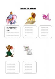 English worksheet: Describe the animals