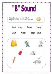 English worksheet: phonetic worksheet - letter B