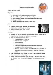 English Worksheet: project on paranormal stories