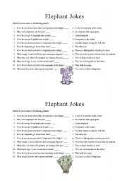 English Worksheet: Elephant Jokes