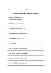 English Worksheet: Did you