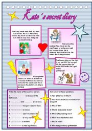 English Worksheet: Kates secret diary