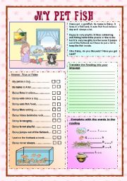 English Worksheet: My pet fish