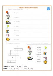 English Worksheet: Whats the weather like?  (Homework Card also available)