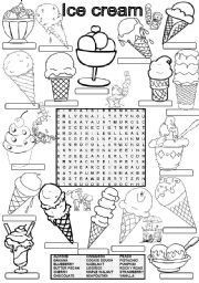 Wordsearch ICE CREAM FLAVORS