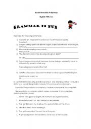 English Worksheet: grammar is fun