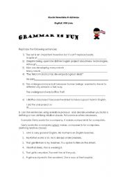 English worksheet: grammar is fun