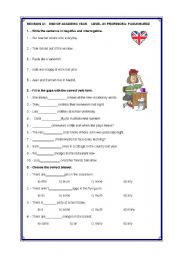 END OF ACADEMIC YEAR REVISION TEST  LEVEL A1 ( TWO PAGES)