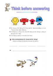 English Worksheet: A RIDDLE: Think before answering