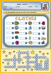 English Worksheet: CLOTHES PUZZLE