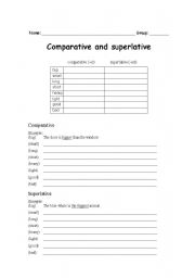 English worksheet: Comparisons Worksheet