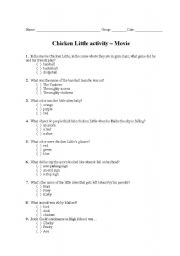 English Worksheet: Chicken Little - Movie activity