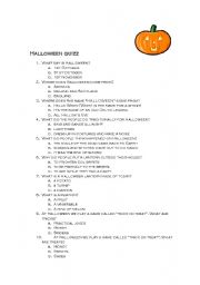 English Worksheet: Halloween Quiz