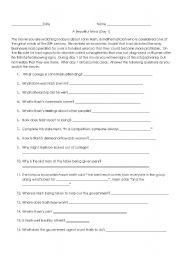 English Worksheet: A Beautiful Mind