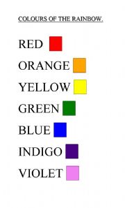 English worksheet: Colours of the rainbow