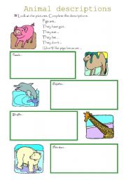 English Worksheet: Animal description