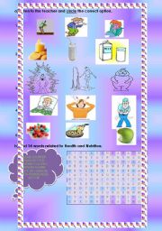 English Worksheet: Listening activity and crossword: Nutrition 