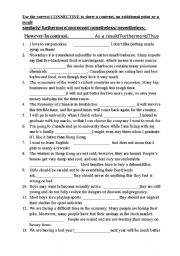 English Worksheet: Using connectives in sentences