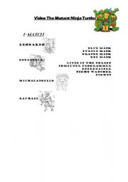 English Worksheet: video ninja turtles