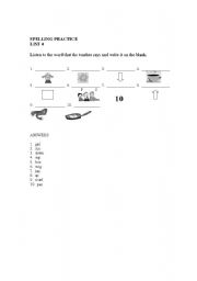 English worksheet: SPELLING PRACTICE List 4