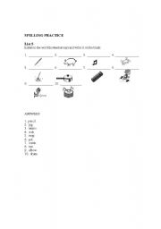 English Worksheet: SPELLING PRACTICE List 5