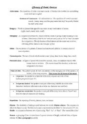 English Worksheet: Glossary of Poetic devices 