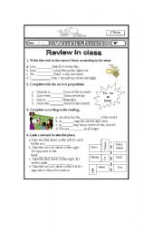 English Worksheet: review  quiz