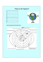 English worksheet: The 9 Planets