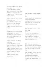 English Worksheet: mothers day