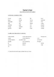 English Worksheet: Adult class - Describing pictures and location