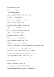 English Worksheet: multiple choice questions