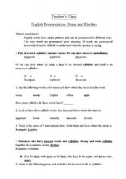 English Worksheet: Adult class - Pronunciation Stress and Rhythm