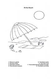 English Worksheet: At the Beach