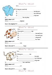 English Worksheet: ANIMALS: TO BE AND HAVE GOT