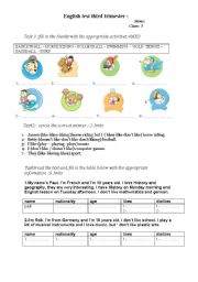 English Worksheet: english tests (likes, dislikes)