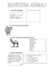 English worksheets: DESCRIBING ANIMALS