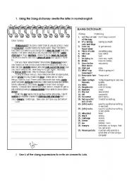 English Worksheet: A letter in slang