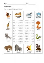 English Worksheet: Wild animals 1