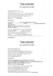 English worksheet: Song activity - this is the life by amy macdonald