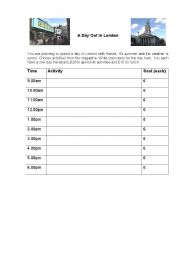 English worksheet: Day out in London
