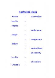 English worksheet: Australian Slang