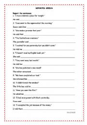 English Worksheet: Reported Speech