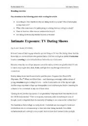 English Worksheet: dating shows article